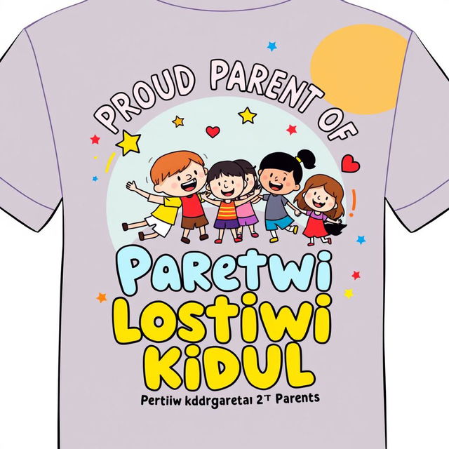 A playful and colorful t-shirt back design for the parents of Pertiwi Losari Kidul kindergarten