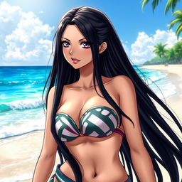 A realistic depiction of Boa Hancock from One Piece wearing a bikini