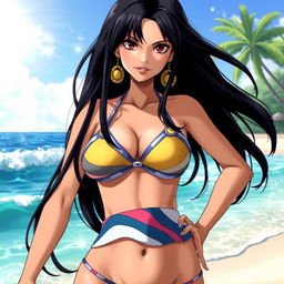 A realistic depiction of Boa Hancock from One Piece wearing a bikini