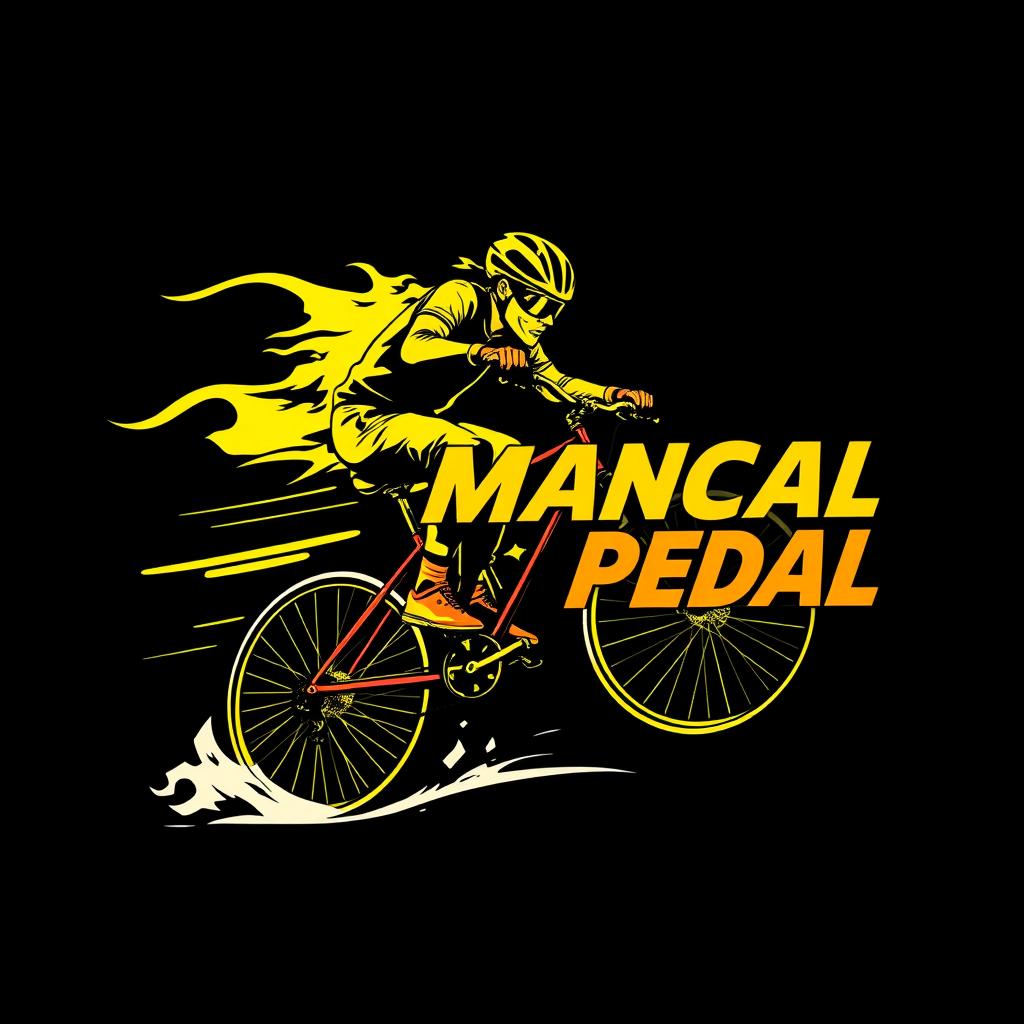 An intense and dynamic 4-color illustration of a person riding a bicycle to the extreme, showcasing action and movement