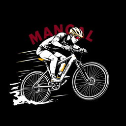 An intense and dynamic 4-color illustration of a person riding a bicycle to the extreme, showcasing action and movement