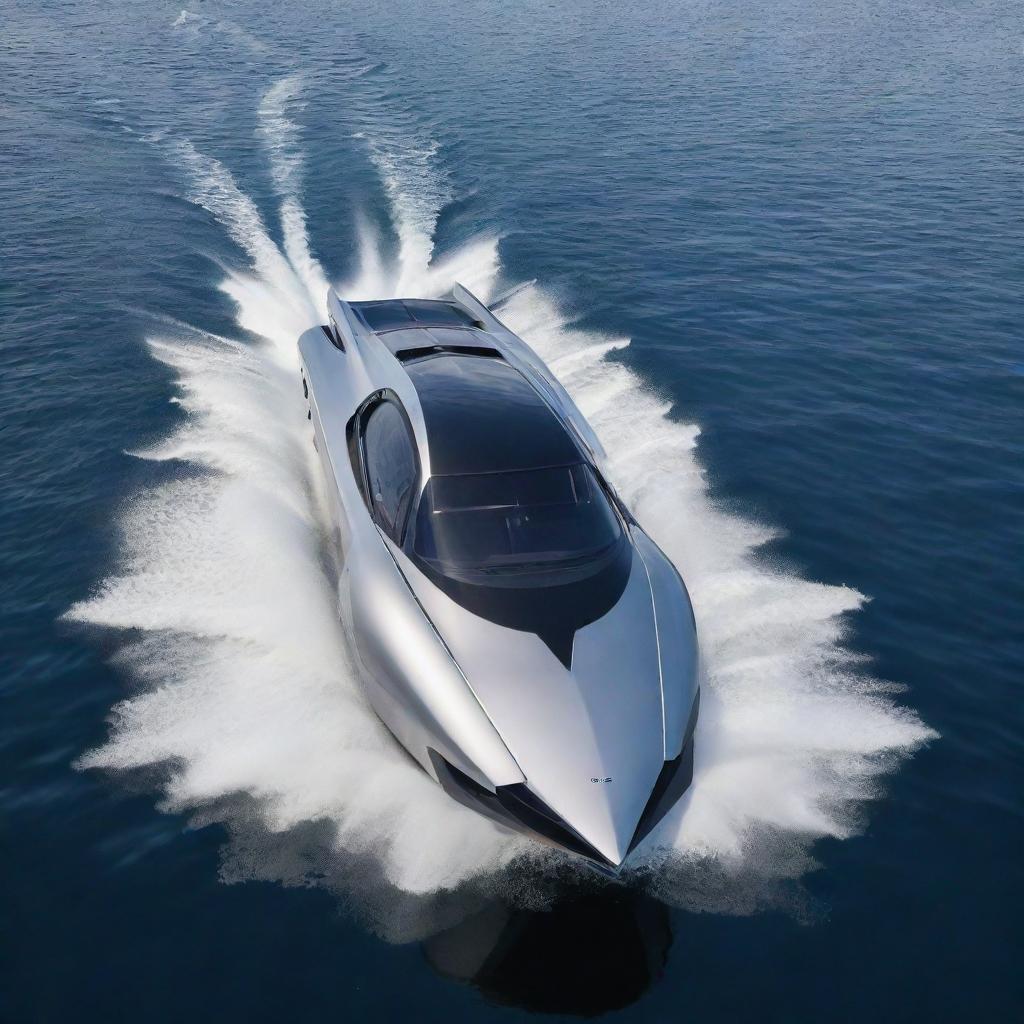 A spectacular speed boat design that merges the aggressive aerodynamics and raw power of a Devel Sixteen supercar with the elegance of a luxury yacht