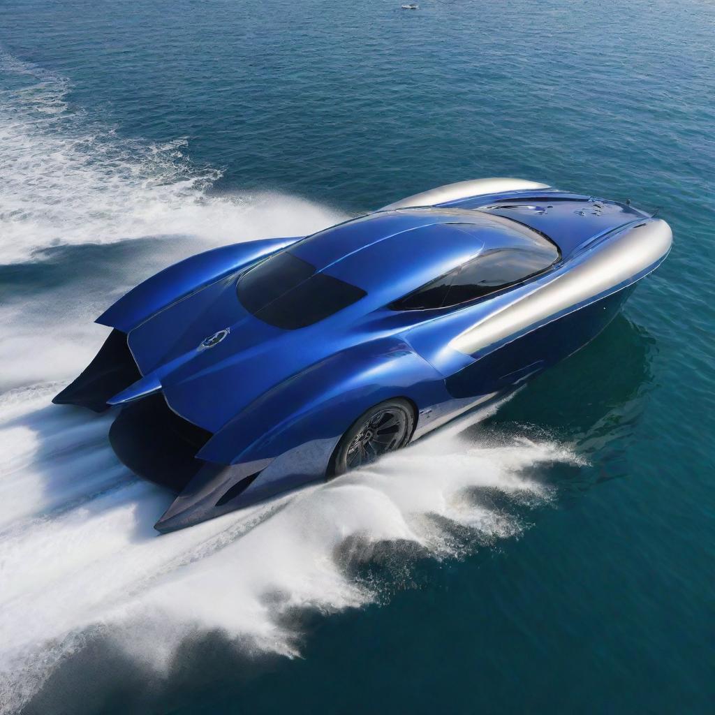 A spectacular speed boat design that merges the aggressive aerodynamics and raw power of a Devel Sixteen supercar with the elegance of a luxury yacht