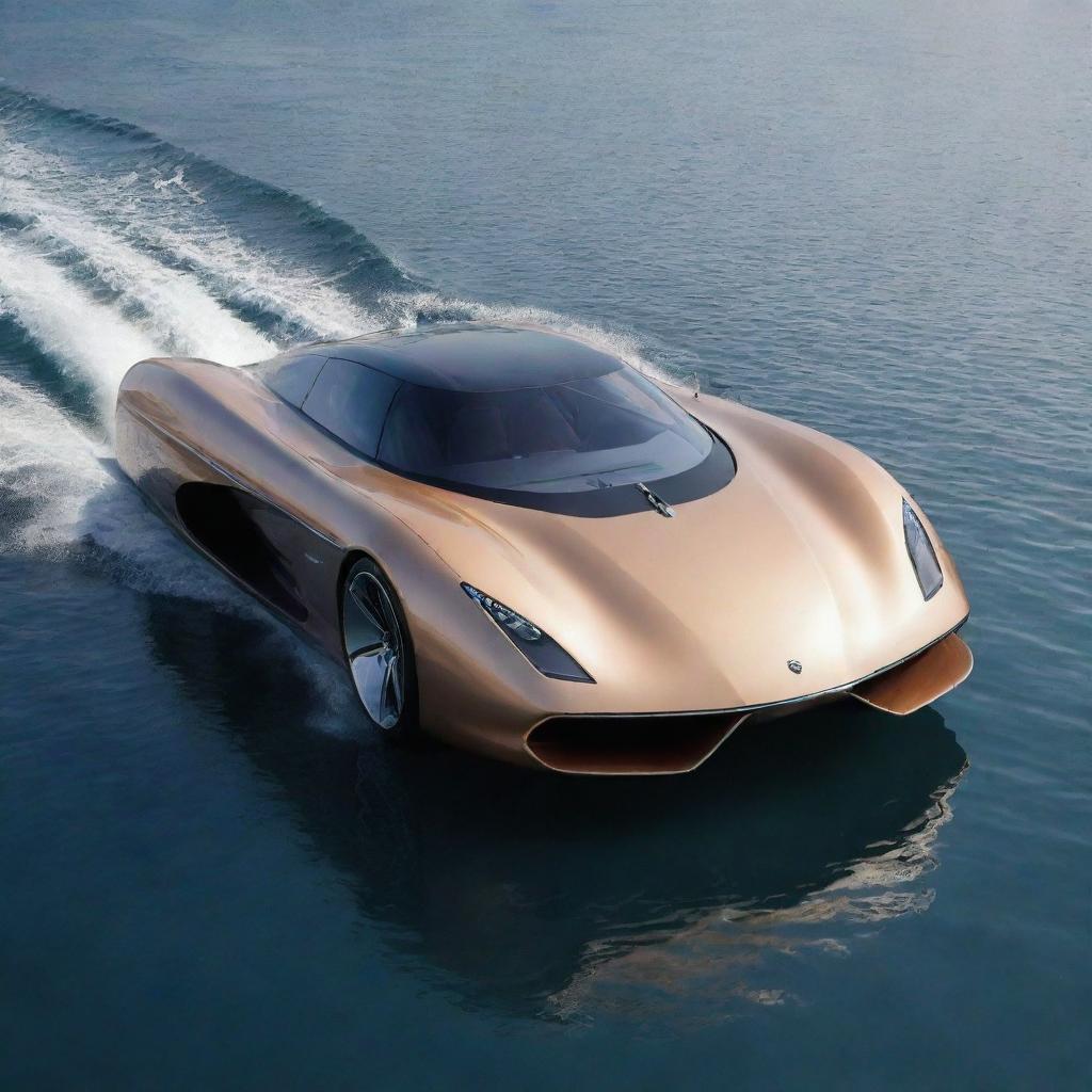 Imagine a sleek speed boat with the streamlined elegance and luxury aesthetics of a Koenigsegg supercar