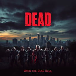 A movie poster for the thriller film titled "Dead" that captures the chilling story of the dead coming back to life as zombies