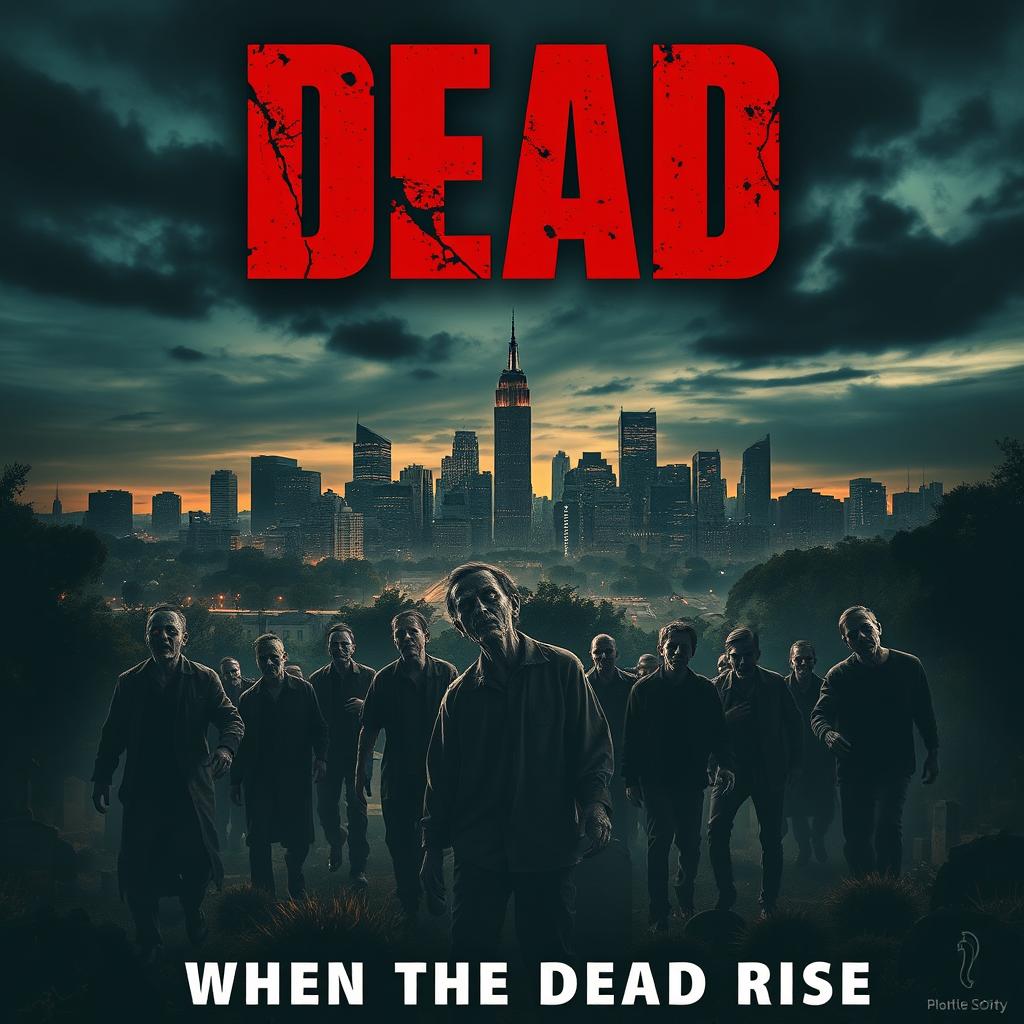 A movie poster for the thriller film titled "Dead" that captures the chilling story of the dead coming back to life as zombies