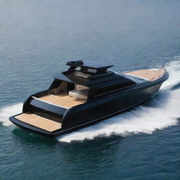 Visualize a robust and luxurious off-shore powerboat that incorporates the bold, muscular aesthetics of a Hummer vehicle