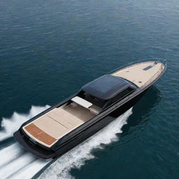 Visualize a robust and luxurious off-shore powerboat that incorporates the bold, muscular aesthetics of a Hummer vehicle