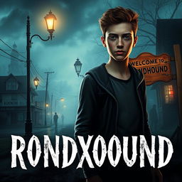 Book cover design for a thrilling adventure titled 'RONDXOUND'