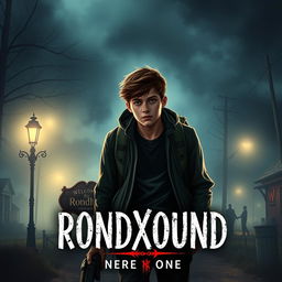 Book cover design for a thrilling adventure titled 'RONDXOUND'