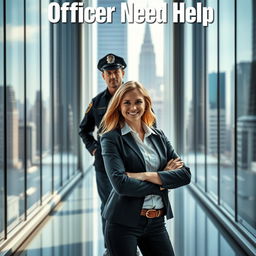 A movie poster featuring a female architect standing confidently and smiling at the camera, with a male NYPD cop positioned behind her as her work partner