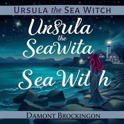 A captivating book cover for "Ursula the Sea Witch," a cozy mystery novel set in a small town, inspired by "The Little Mermaid," authored by Damont Brockington