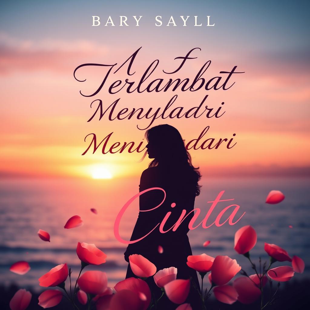 A captivating book cover design for the novel "Maaf Terlambat Menyadari Ini Cinta"