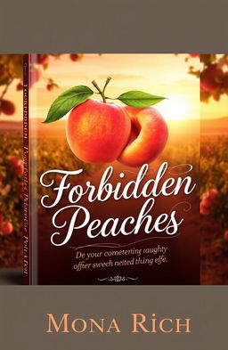 A charming and whimsical book cover for the romantic comedy "Forbidden Peaches" by Mona Rich