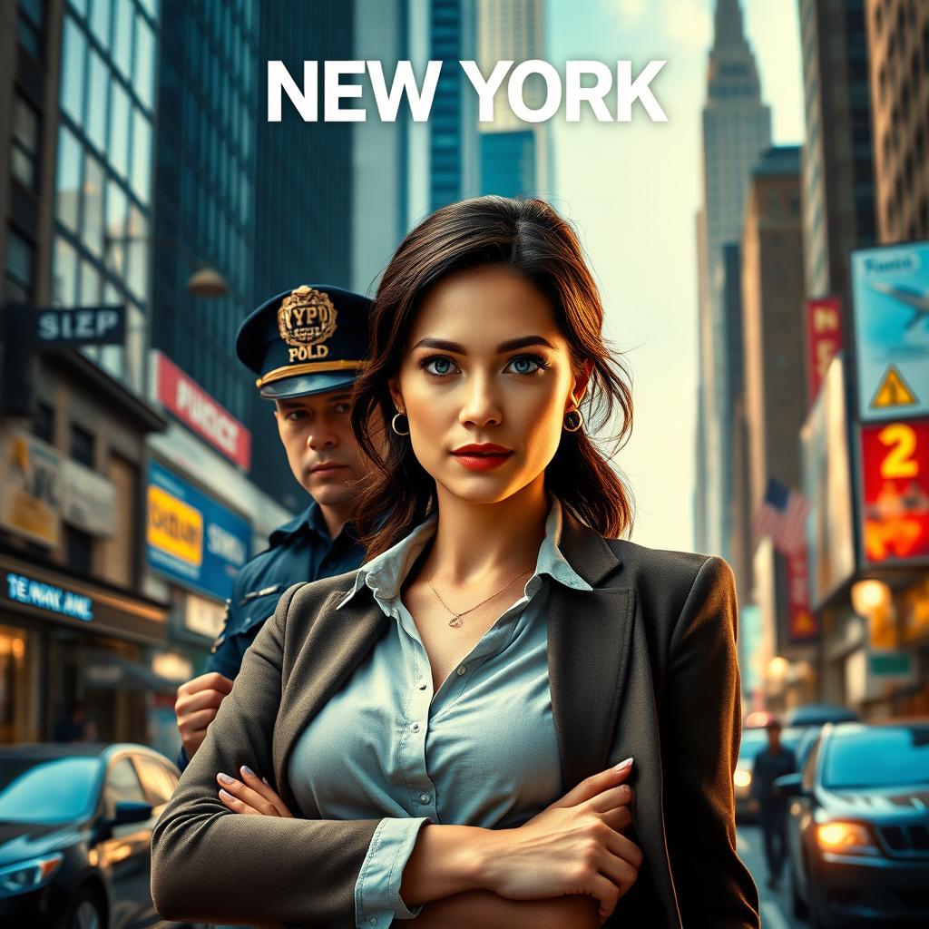 A portrait-oriented movie poster featuring a female architect standing confidently and looking directly at the camera, with a male NYPD cop positioned behind her as her work partner