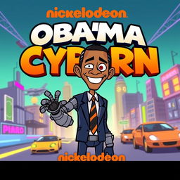 A Nickelodeon-style show poster for a fictional series titled 'Obama is a Cyborg'