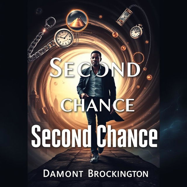 A powerful and thought-provoking book cover for "Second Chance," a time travel story featuring a black protagonist, authored by Damont Brockington