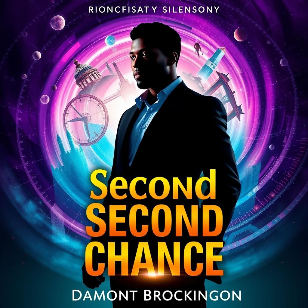 A captivating book cover for "Second Chance," a time travel narrative featuring a black male protagonist, authored by Damont Brockington