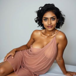 A 28-year-old Sri Lankan woman with fair skin, average body build, and slightly curly black hair