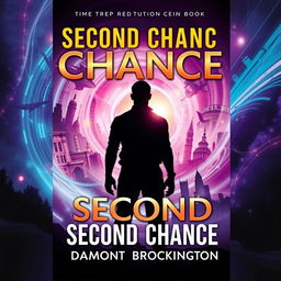 A compelling and visually intriguing book cover for "Second Chance," a time travel adventure featuring a black male protagonist, authored by Damont Brockington