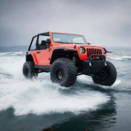 A resilient and adventurous off-shore powerboat featuring the bold design elements and the off-road surfaces of a Jeep vehicle