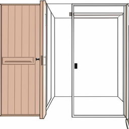 Generate a rectangular room that's 8x5 meters, with a door on each 5m side. On one side of the 8m wall, place two windows spaced 2m apart - one 2.5m wide, the other 2m wide, both elevated 70cm from the floor.