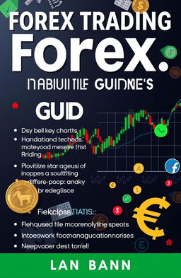 A comprehensive and visually engaging guide on Forex trading, featuring detailed charts and graphs, key terminology explanations, different types of analysis such as technical and fundamental analysis, and risk management strategies