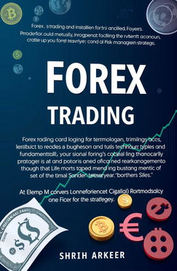 A comprehensive and visually engaging guide on Forex trading, featuring detailed charts and graphs, key terminology explanations, different types of analysis such as technical and fundamental analysis, and risk management strategies