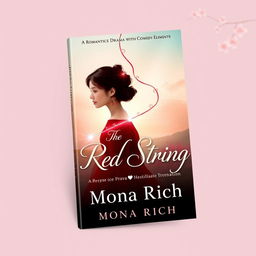 A captivating book cover design for 'The Red String', a romantic drama with comedic elements