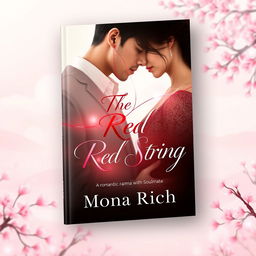 A captivating book cover design for 'The Red String', a romantic drama with comedic elements