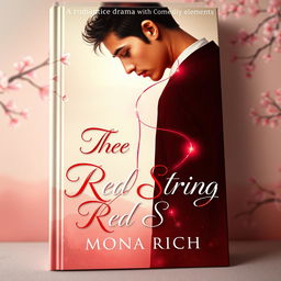 A captivating book cover design for 'The Red String', a romantic drama with comedic elements