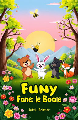 A colorful and engaging cover illustration featuring a joyful group of diverse, cartoon-style animal characters, including a bear, a rabbit, and a fox, playing together in a whimsical forest setting