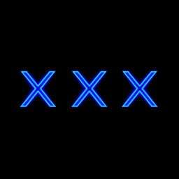 four capital letter Xs in a bold, modern font, each letter illuminated with a neon glow effect, against a dark background