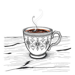 A beautifully detailed hand-drawn illustration of a coffee cup