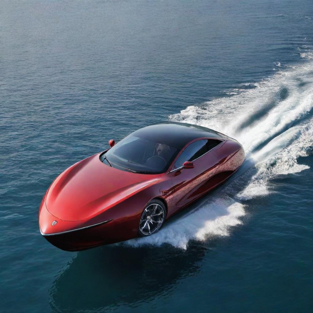 Imagine a sleek, high-speed boat that embodies the distinguished design elements and Italian aesthetics of an Alfa Romeo supercar