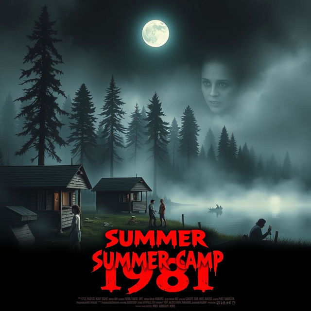 A horror-themed movie poster depicting a summer camp in 1981 by the eerie lakeside