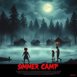 A horror-themed movie poster depicting a summer camp in 1981 by the eerie lakeside