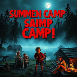 A horror-themed movie poster depicting a summer camp in 1981 by the eerie lakeside