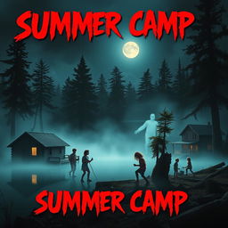 A horror-themed movie poster depicting a summer camp in 1981 by the eerie lakeside