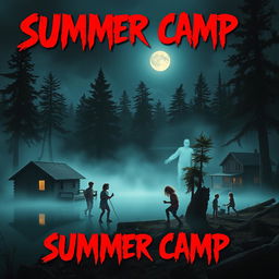 A horror-themed movie poster depicting a summer camp in 1981 by the eerie lakeside