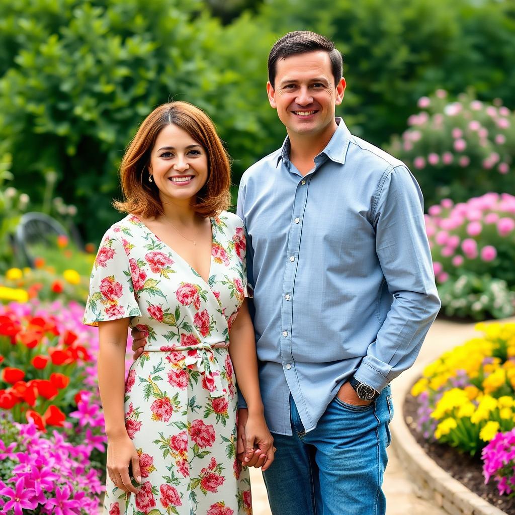 A 34-year-old woman standing with her husband