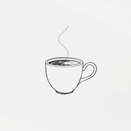 A minimalist pen sketch drawing featuring a cup of coffee