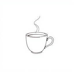 A minimalist pen sketch drawing featuring a cup of coffee