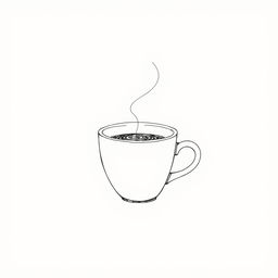 A minimalist pen sketch drawing featuring a cup of coffee