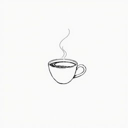 A minimalist pen sketch drawing featuring a cup of coffee