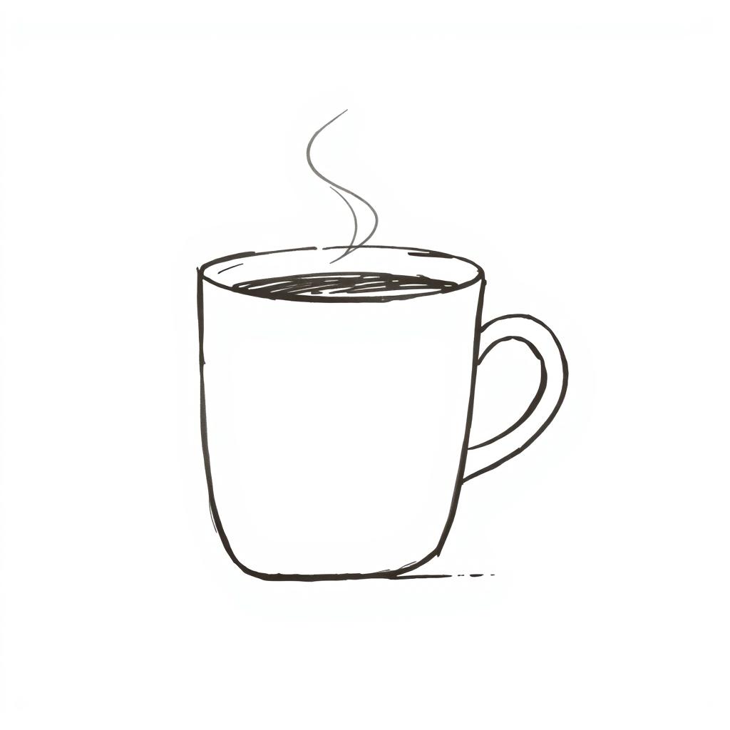 A simplistic pen sketch illustration of a cup of coffee