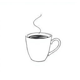 A simplistic pen sketch illustration of a cup of coffee