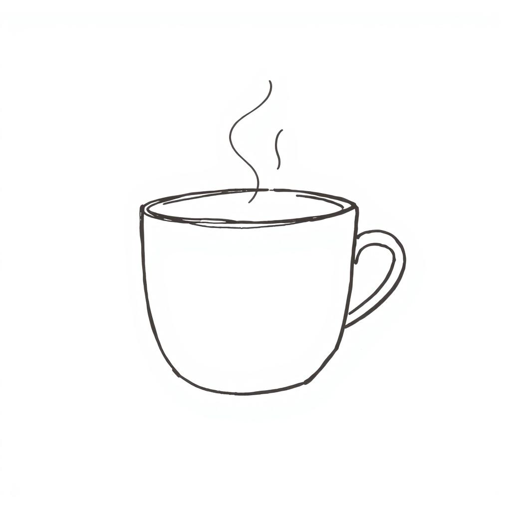 A simplistic pen sketch illustration of a cup of coffee