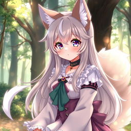 A charming anime-style waifu depicted as a furry character, with soft, fluffy fur and vibrant, expressive eyes