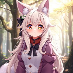 A charming anime-style waifu depicted as a furry character, with soft, fluffy fur and vibrant, expressive eyes